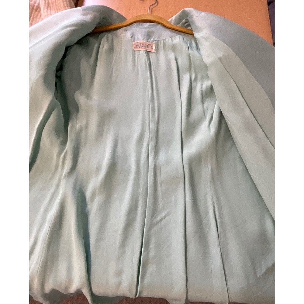 Vintage Kent Originals Abigail Silk Shantung Frog Closure Coat Seafoam Green 10 - Picture 7 of 7